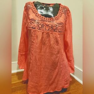 🧡Zac & Rachel lace peach blouse size small